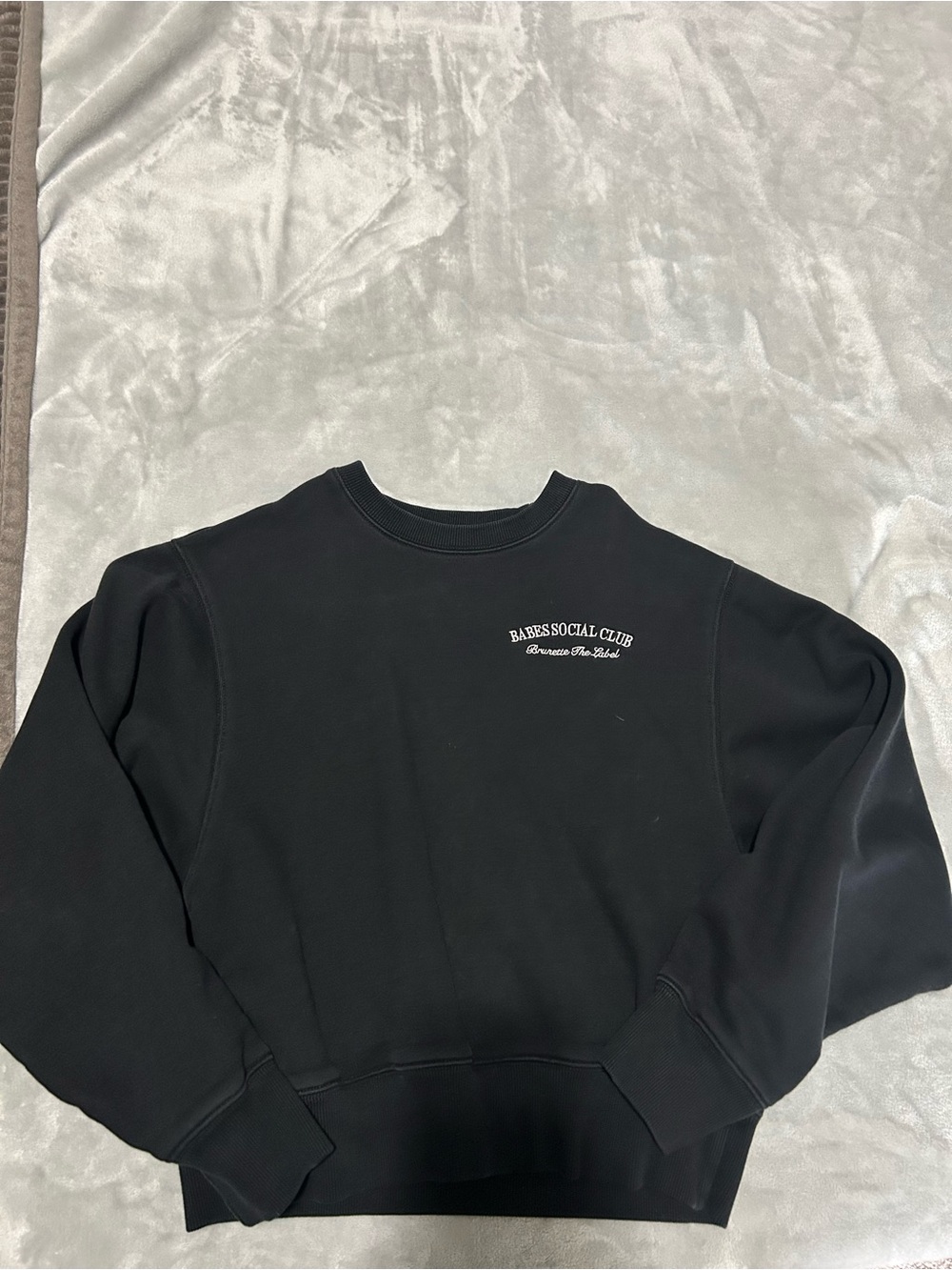 Brunette The Label Black Crewneck with White Chest Script